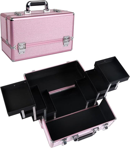 Large Makeup Train Case Cosmetic Organizer Case Makeup Box Portable Make Up by Unknown