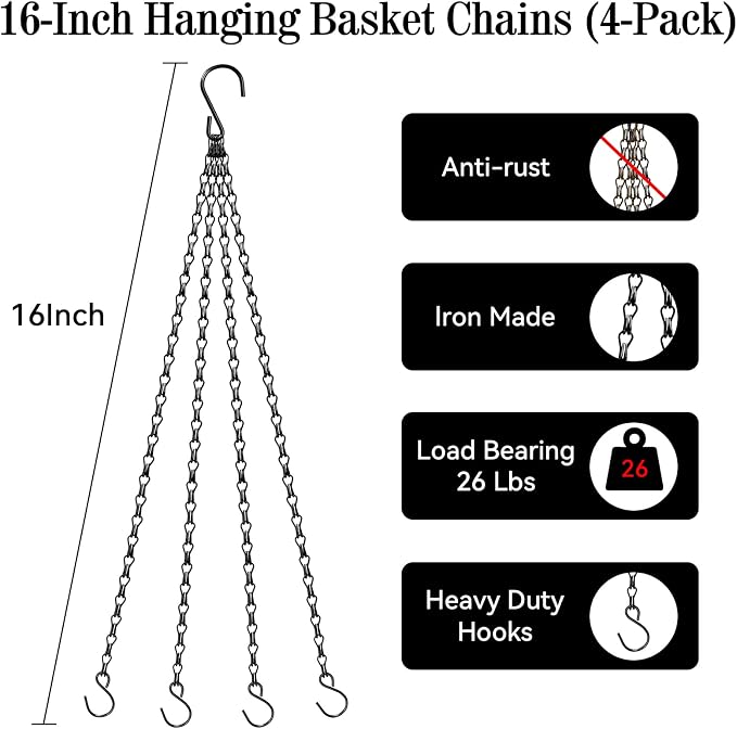 4 Pack, 16 Inch Hanging Basket Chain - Image 2