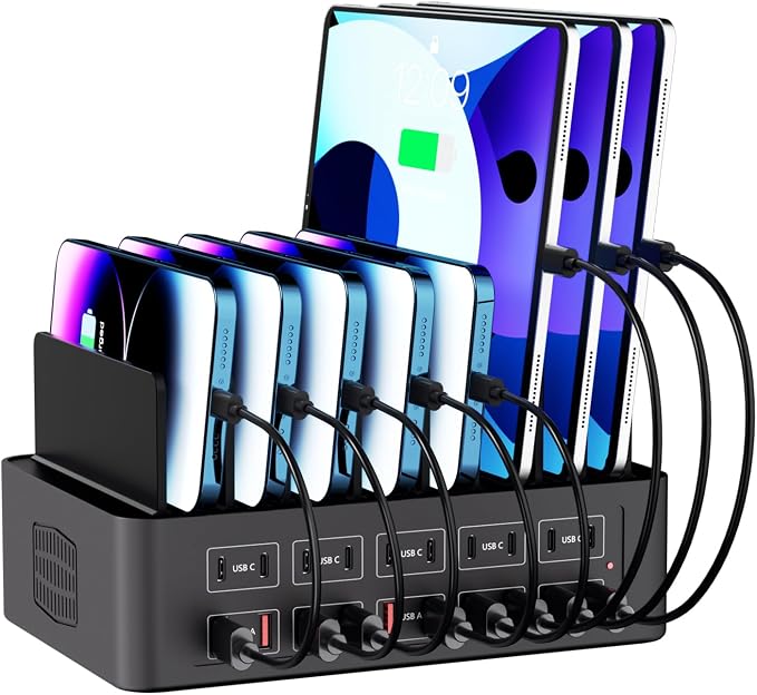 150W/35A Charging Station for Multiple Devices, 20 Port USB C Fast Charging by Yoodarmx