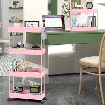 SPACEKEEPER Slim Rolling Storage Cart, 4 Tier Bathroom Cart Organizer, Mobile - Image 3