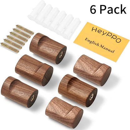Wooden Wall Hooks 6 Pack, Modern Decorative Coat Hook Wall-Mount, Handmade - Image 7
