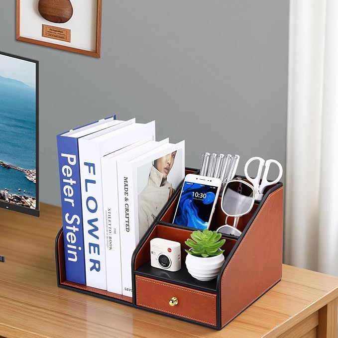 GORESE PU Leather Desk Organizer - Image 5