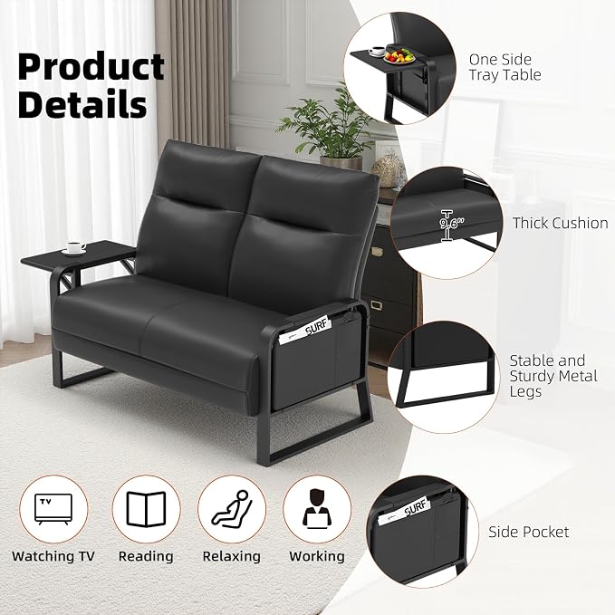 Faux Leather Loveseat, Upholstered Loveseat - Image 8