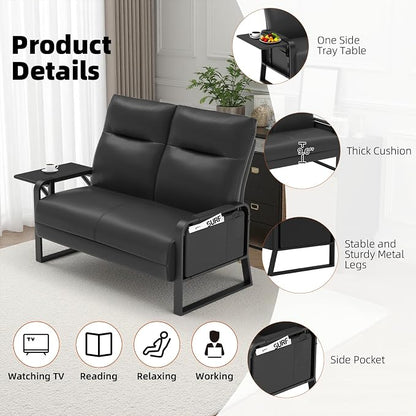 Faux Leather Loveseat, Upholstered Loveseat - Image 8
