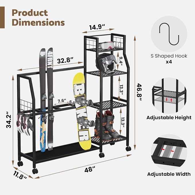 4-Tier Freestanding Snowboard Rack - Image 2