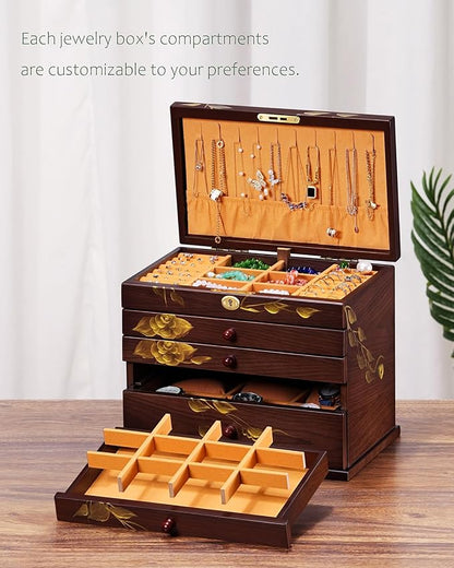 Hand-drawn rose Jewelry Box Wood - Image 3
