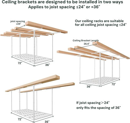 SunsGrove 3x6 Garage Storage Overhead Rack Organization, Adjustable Ceiling - Image 7