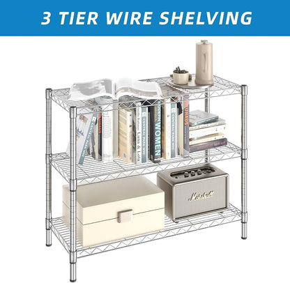 3-Shelf Adjustable Metal Shelf Wire Shelving Storage Rack - Image 6