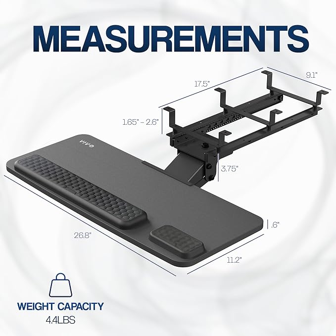 VIVO Premium Adjustable 27 x 11 inch Computer Keyboard and Mouse Platform Tray - Image 5