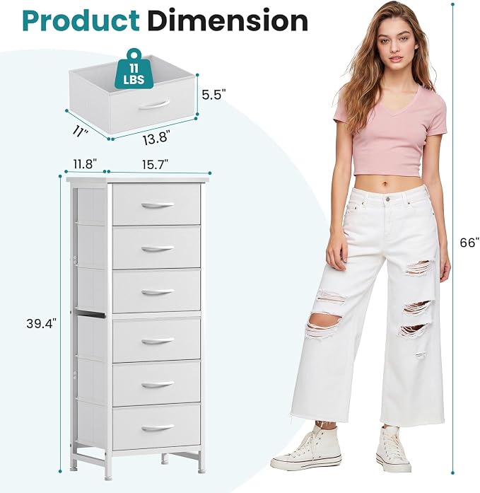 OLIXIS 6 Drawer Dresser, Fabric Storage Organizer - Image 3