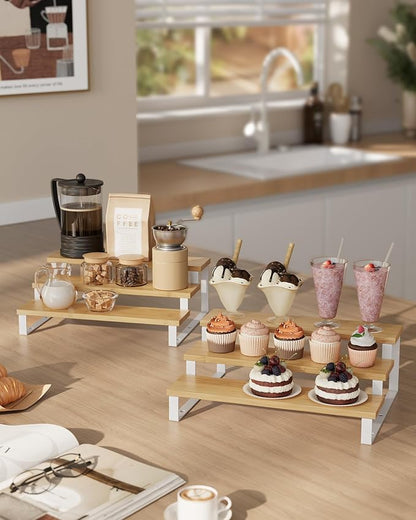 SONGMICS Display Risers, 3-Tier Cupcake Stand Holder, Spice Rack, Shelf Risers - Image 3