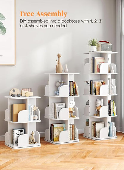 Turosur Rotating Bookshelf Tower, 4 Tier Spinning Square Bookshelf - Image 5