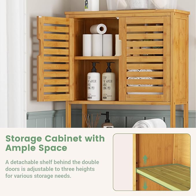 Over The Toilet Storage Cabinet, Tall Bathroom Cabinet Organizer - Image 8