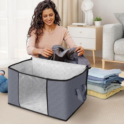 Large Clothes Storage Bags 8 Pack, Foldable Closet Organizers - Image 2