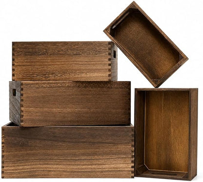 5 Pack Wooden Crates for Display Nesting Wood Crate for Storage by BOYMCOWBOYHOMEDECOR