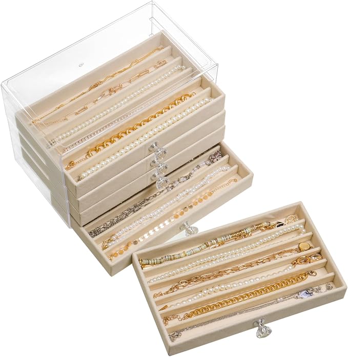 SPAKOWN Necklace Organizer Box, Velvet Necklace Box Holder Tray by SPAKOWN
