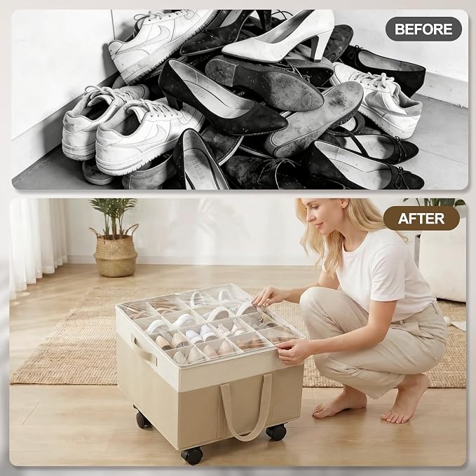 Large Shoe Organizer for Closet, 16 Pairs Shoe Storage Box - Image 7