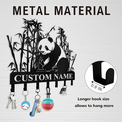 Bamboo Panda Animal Wall Key Holder | Metal Key Organizer - Image 8