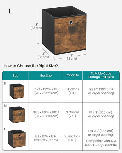 SONGMICS Storage Cubes, Foldable Fabric Storage Bins, Rustic Brown and Ink Black - Image 5