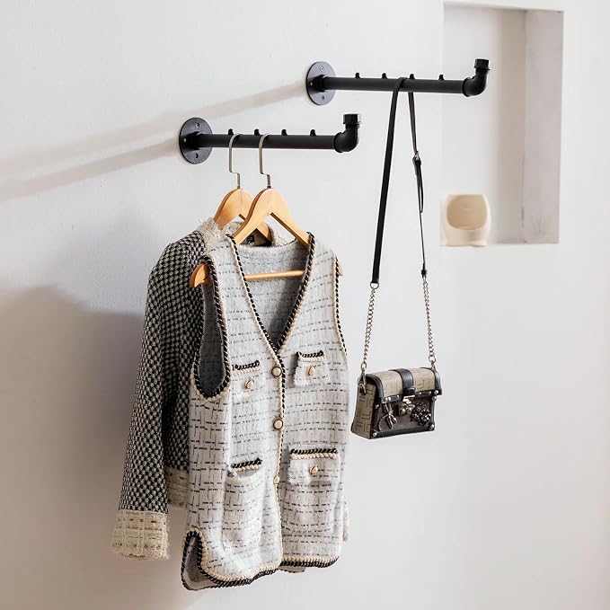 Homeyeeng Industrial Wall Pipe Clothes Bar - Image 6