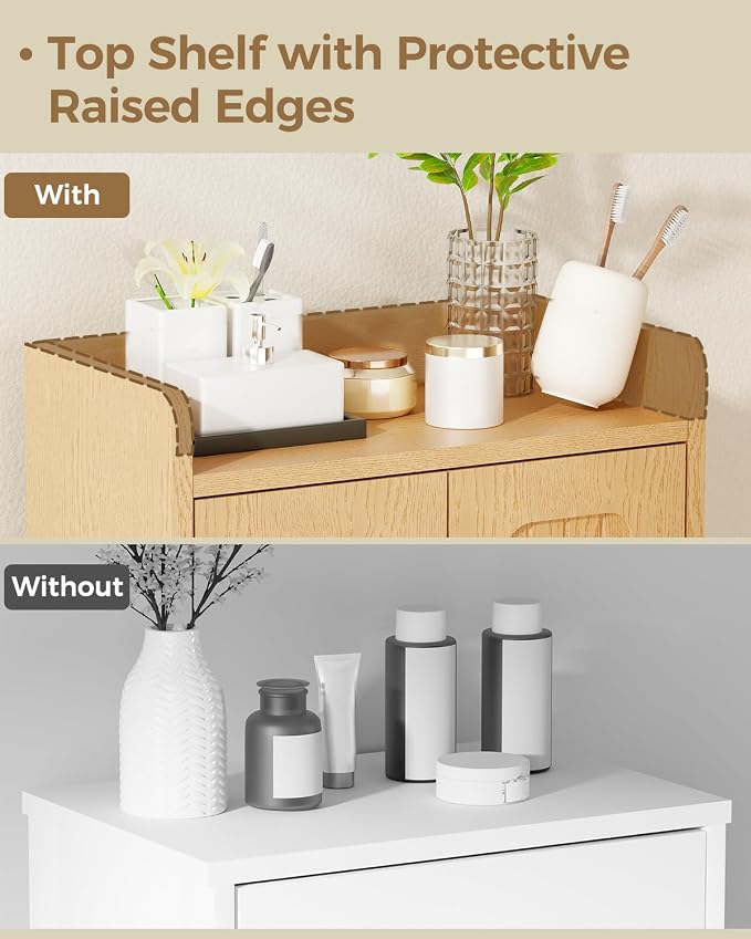 BEWISHOME Small Floor Cabinet, Toilet Paper Storage, Bathroom Storage Cabinet | - Image 8