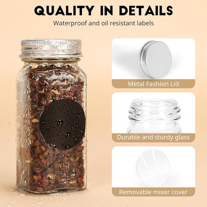 24Pcs Spice Jars with Label, 4oz Empty Square Seasoning Containers, Spice Jars - Image 3