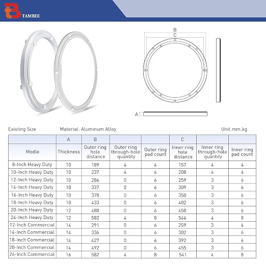 TamBee Aluminum Lazy Susan Heavy Duty Metal Rotating Hardware Turntable Bearing - Image 6