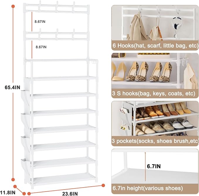 OYREL Shoe Rack 7 Tier Shoe Organizer Storage 21-28 Pairs | Closet Shoes Rack - Image 3