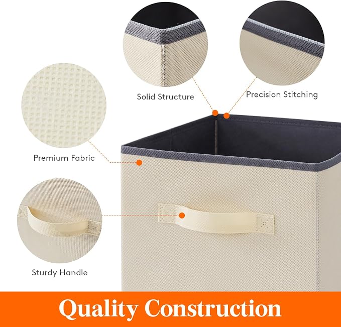 Lifewit Storage Cubes, 11 Inch Organizer Bins, 18L Beige, 12 Packs | Foldable - Image 3