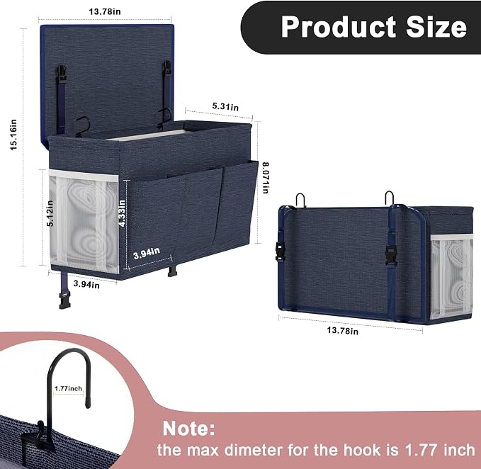 Dual-purpose Bedside Caddy Bedside Organizer, Bed Caddy - Image 4