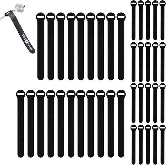 Self-Gripping Cable Ties by Wrap-It Storage, 40 Pack – Reusable Hook and Loop by Wrap-ItStorage