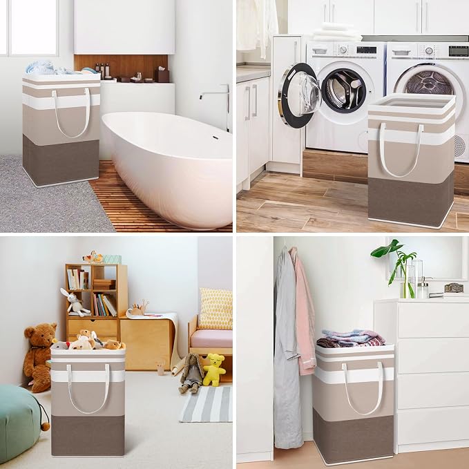 HomeHacks 2-Pack Large Laundry Basket, Waterproof, Freestanding Laundry Hamper - Image 6