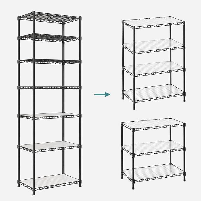 SONGMICS 7-Tier Storage Shelves, Wire Shelving Unit, Kitchen Metal Shelves - Image 5