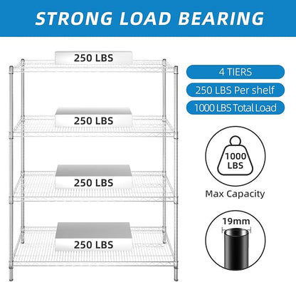 Guan River 4-Shelf Heavy Duty Wire Shelving, Metal Shelf, Sturdy and Durable - Image 4
