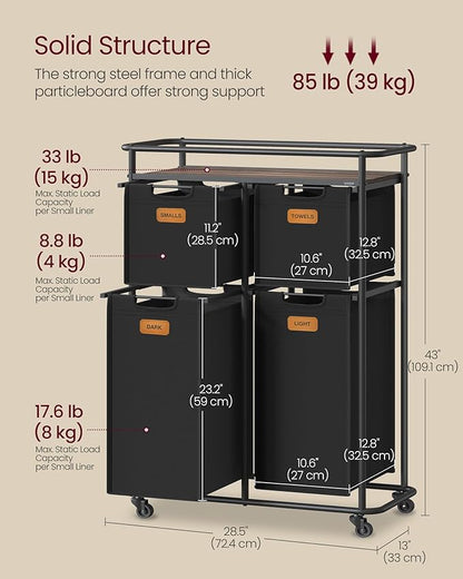 VASAGLE Laundry Sorter, Laundry Hamper - Image 5