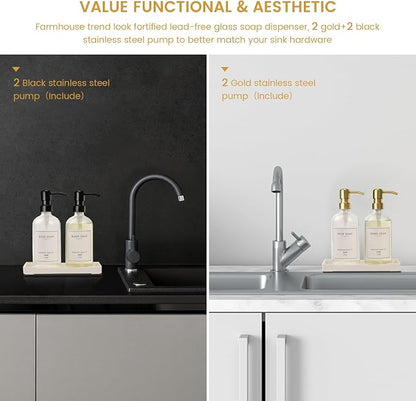 Glass Soap Dispenser for Kitchen, Farmhouse Dish Soap Dispenser&Hand Soap - Image 2
