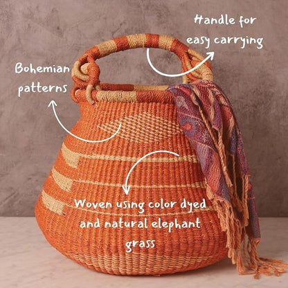 Home & Kitchen Decor, Wicker Basket, Picnic Basket, Living Room Basket - Image 5