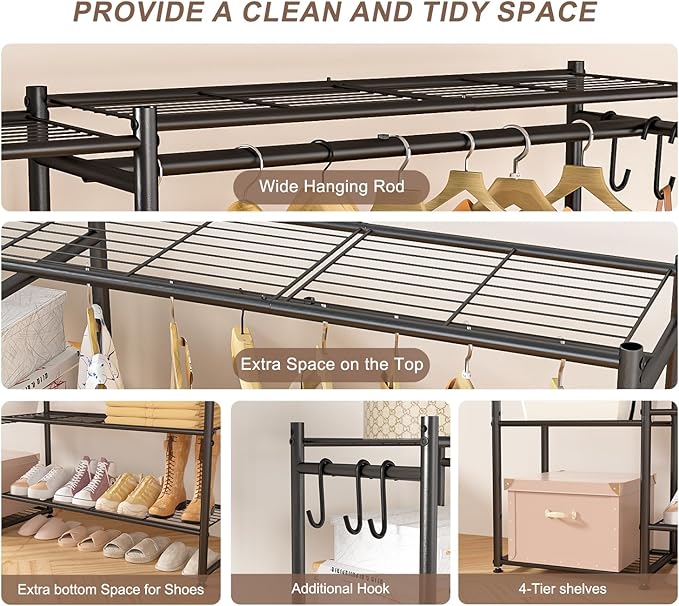 Closet Wardrobe, Closet Organizers and Storage System, Metal Clothes Rack | All - Image 7