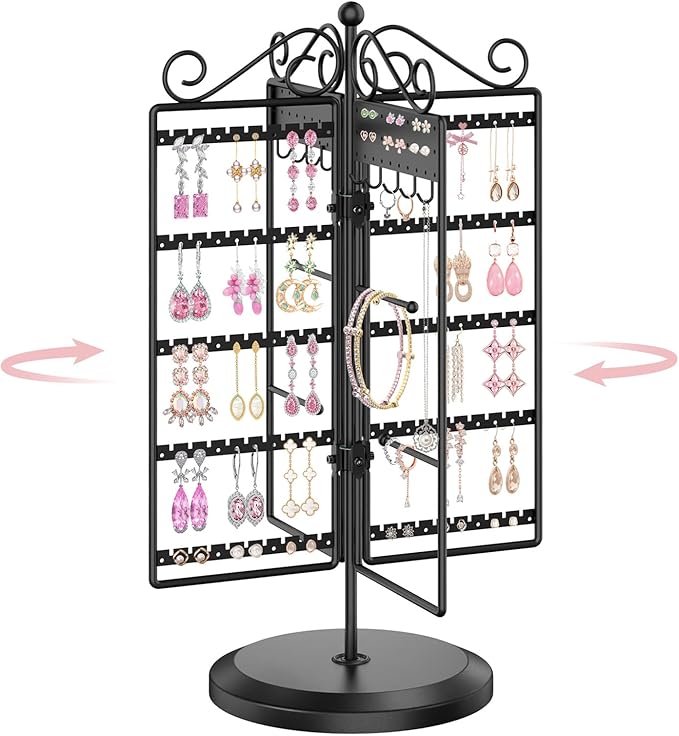 MODOWEY Rotating Jewelry Holder Organizer Stand Earring Display Metal Rack | by MODOWEY