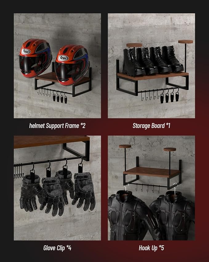 Vieshful Motorcycle Helmet Holder Wall Mount, Helmet Organizer Rack - Image 4