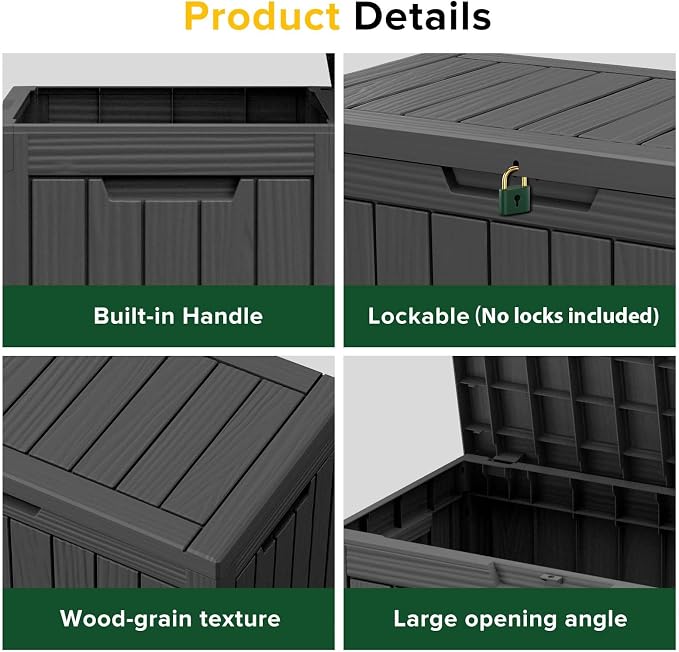EasyUp 50 Gallon Outdoor Storage Box Waterproof Lockable Deck Boxes | UV - Image 4