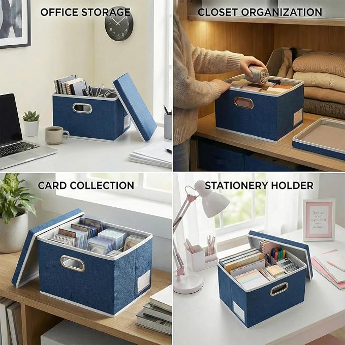PRANDOM Storage Bins with Lids Linen Fabric Foldable Storage Boxes Organizer - Image 7