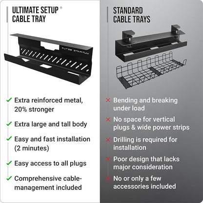 Under Desk Cable Management Tray no Drill – Wire Management - Image 7