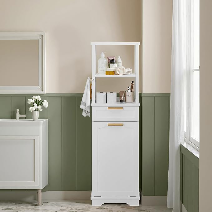 VECELO 53" Tilt Out Laundry Hamper, Tall Bathroom Cabinet - Image 5