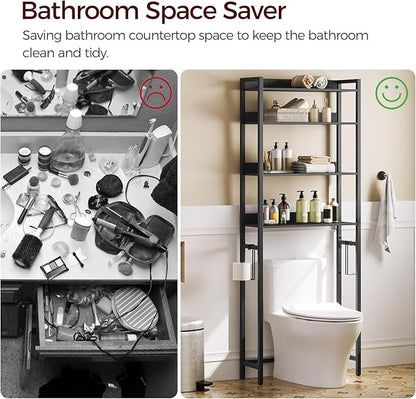 MAHANCRIS Over The Toilet Storage Rack, 4 Tier Bathroom Organizer Over Toilet - Image 5