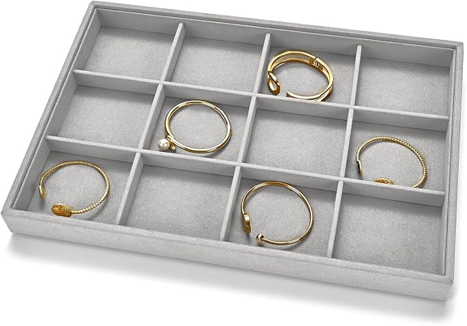 12 Grids Microfiber Jewelry Trays Bracelets Tray Stackable Jewelry Organizer - Image 2