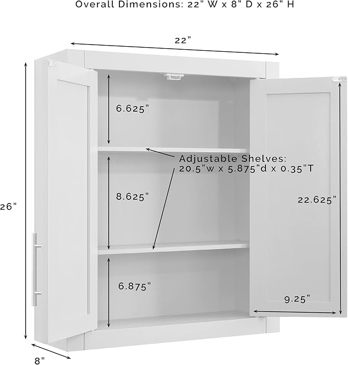 Crosley Furniture Savannah Wall Mounted Bathroom Storage Medicine Cabinet - Image 3