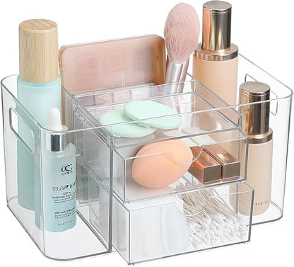 Acrylic Makeup Organizer for Countertop – 2 Drawers & 3 Compartments, Jewelry & by IMAKMASION