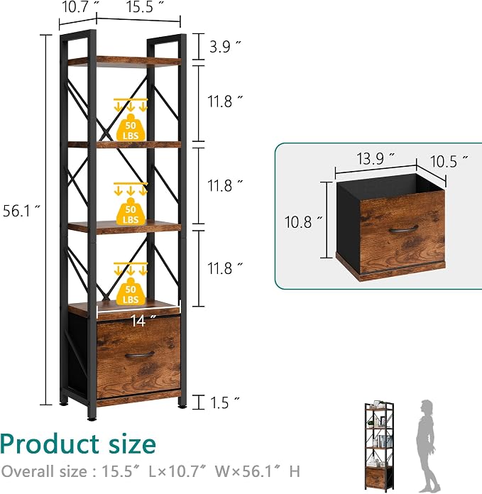 Vongrasig 5 Tier Bookshelf - Image 2