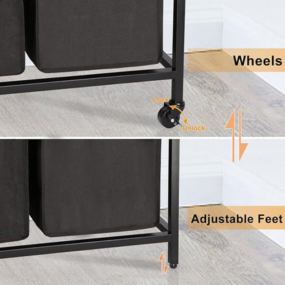 Laundry Hamper, Laundry Sorter 2 Section, Rolling Laundry Basket - Image 6